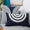 Coussin brodé bleu et blanc